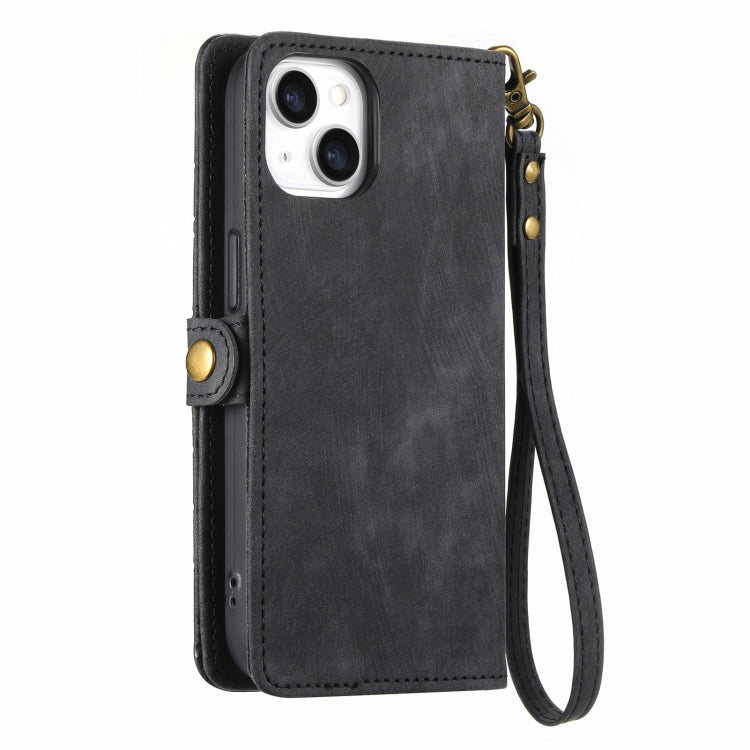 For iPhone 13 Pro Max Geometric Zipper Wallet Side Buckle Leather Phone Case(Black) - iPhone 13 Pro Max Cases by buy2fix | Online Shopping UK | buy2fix