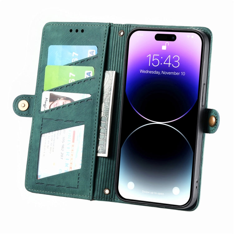 For iPhone 6 / 6s Geometric Zipper Wallet Side Buckle Leather Phone Case(Green) - More iPhone Cases by buy2fix | Online Shopping UK | buy2fix