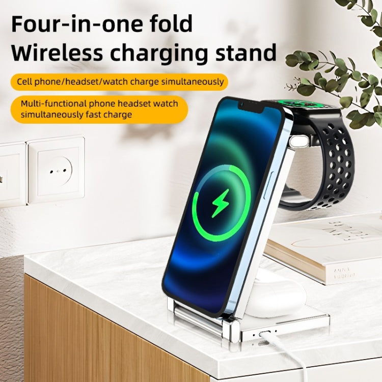 T30 Folding Wireless Charging Stand for Cell Phone Watch Headset 4 in 1 Charger - Wireless Charger by buy2fix | Online Shopping UK | buy2fix