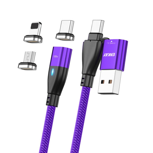 ENKAY 6-in-1 PD100W USB-A / Type-C to Type-C / 8 Pin / Micro USB Magnetic Fast Charging Cable, Cable Length:1m(Purple) - Charging Cable & Head by ENKAY | Online Shopping UK | buy2fix