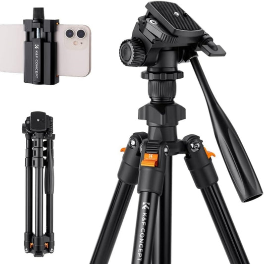 K&F Concept KF09.115 For DSLR Camera Phone Holder Stand 64inch Lightweight Aluminum Tripod - Tripods by K&F | Online Shopping UK | buy2fix