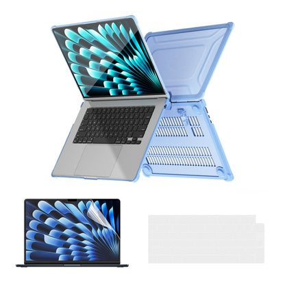 For MacBook Air 15.3 A2941 ENKAY Hat-Prince 3 in 1 Protective Bracket Case Cover Hard Shell with TPU Keyboard Film / PET Screen Protector, Version:EU(Light Blue) - MacBook Air Cases by ENKAY | Online Shopping UK | buy2fix