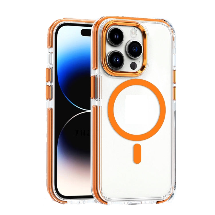 For iPhone 14 Pro Max Dual-color MagSafe TPU Hybrid Clear PC Shockproof Phone Case(Orange) - iPhone 14 Pro Max Cases by buy2fix | Online Shopping UK | buy2fix