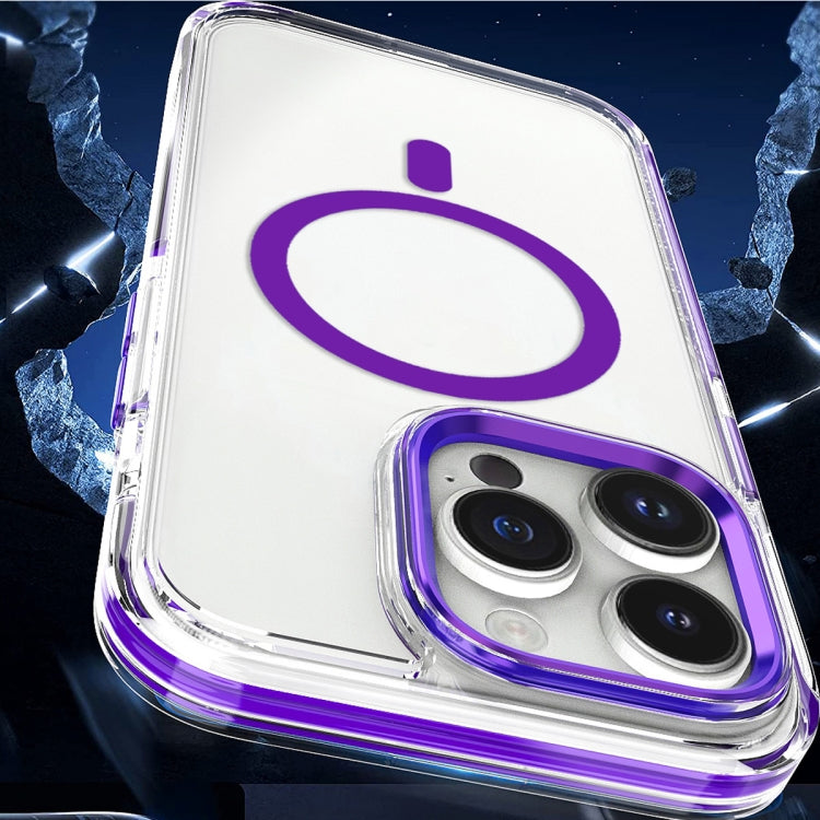 For iPhone 15 Pro Dual-color MagSafe TPU Hybrid Clear PC Shockproof Phone Case(Purple) - iPhone 15 Pro Cases by buy2fix | Online Shopping UK | buy2fix