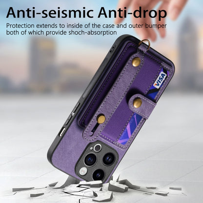 For iPhone 15 Pro Max Retro Cross Wristband Wallet Leather Back Phone Case(Purple) - iPhone 15 Pro Max Cases by buy2fix | Online Shopping UK | buy2fix