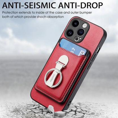 For iPhone 15 Pro Max Skin Feel Ring Holder Wallet Magnetic Phone Case(Red) - iPhone 15 Pro Max Cases by buy2fix | Online Shopping UK | buy2fix