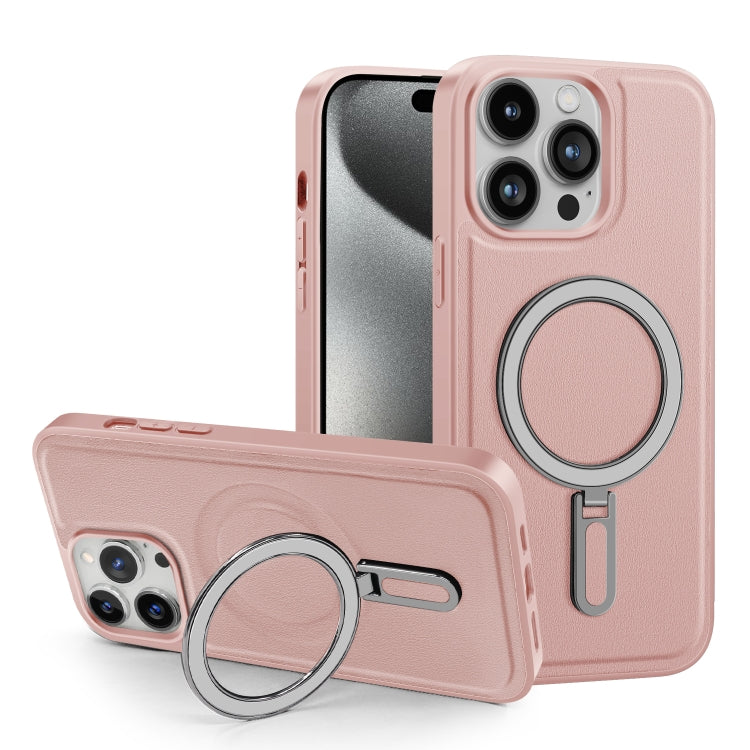 For iPhone 15 Pro Max Shield MagSafe Magnetic Holder Phone Case(Pink) - iPhone 15 Pro Max Cases by buy2fix | Online Shopping UK | buy2fix