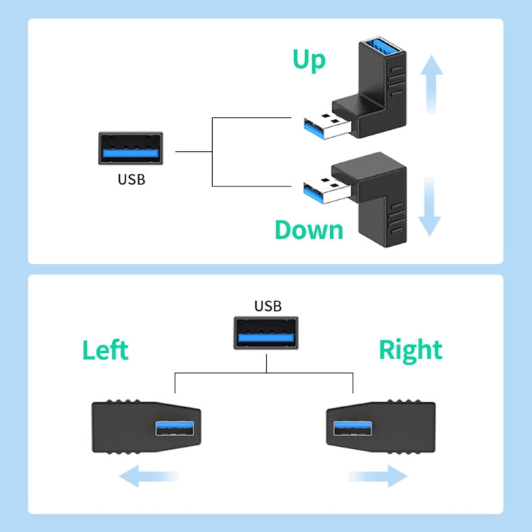 ENKAY USB 3.0 Adapter 90 Degree Angle Male to Female Combo Coupler Extender Connector, Angle:Horizontal Left - USB 3.0 by ENKAY | Online Shopping UK | buy2fix