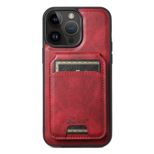 For iPhone 12 Pro Max Suteni H15 MagSafe Oil Eax Leather Detachable Wallet Back Phone Case(Red) - iPhone 12 Pro Max Cases by Suteni | Online Shopping UK | buy2fix
