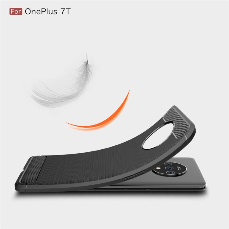 For Oneplus 7T Brushed Texture Carbon Fiber TPU Case(Black) - OnePlus Cases by buy2fix | Online Shopping UK | buy2fix