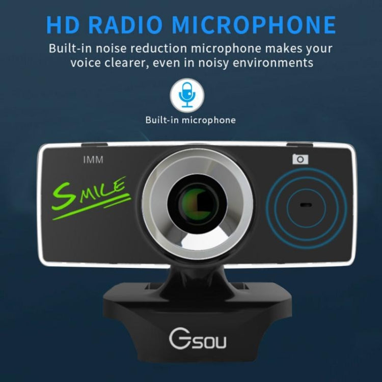 Gsou B18S HD Webcam Built-in Microphone Smart Web Camera USB Streaming Live Camera With Noise Cancellation - HD Camera by Gsou | Online Shopping UK | buy2fix