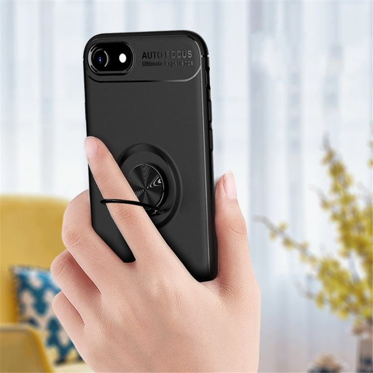 For iPhone SE 2022 / SE 2020 Metal Ring Holder 360 Degree Rotating TPU Case(Black+Black) - iPhone SE 2022 / 2020 / 8 / 7 Cases by buy2fix | Online Shopping UK | buy2fix