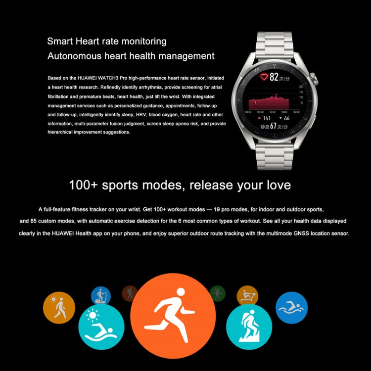 Original HUAWEI WATCH 3 Pro New Smart Sports Watch, Color:Enjoyable Gray - Wearable Devices by Huawei | Online Shopping UK | buy2fix