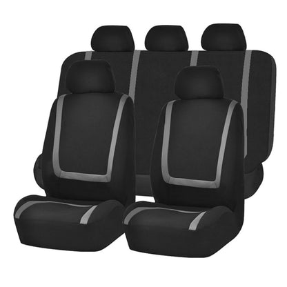 Universal Car Seat Cover Polyester Fabric Automobile Seat Covers Car Seat Cover Vehicle Seat Protector Interior Accessories 9pcs Set Black - Seat Accessories by buy2fix | Online Shopping UK | buy2fix