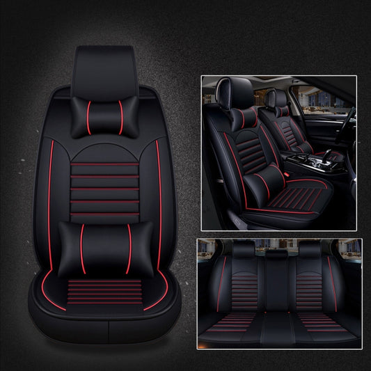 Universal PU Leather Car Seat Cover Black Red Deluxe - Seat Accessories by buy2fix | Online Shopping UK | buy2fix