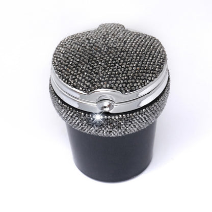 Studded Diamond Car Ashtray with Led Lamp(Bright Black) - Ashtrays by buy2fix | Online Shopping UK | buy2fix