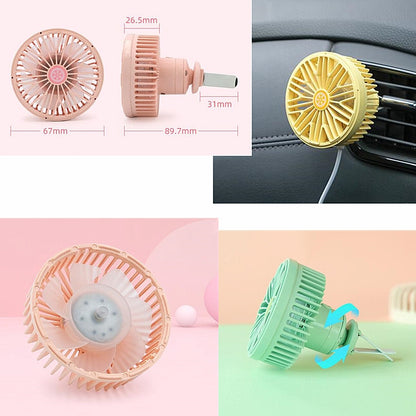 Car Vent Fan Multi-function USB Interface Mini LED Lamp Car Fan(Yellow) - Heating & Fans by buy2fix | Online Shopping UK | buy2fix