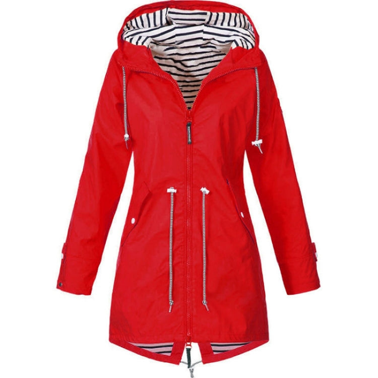 Women Waterproof Rain Jacket Hooded Raincoat, Size:M(Red) - Hoodie by buy2fix | Online Shopping UK | buy2fix