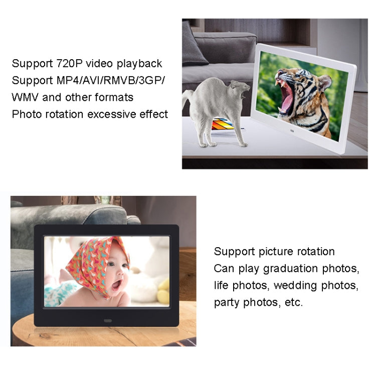 DPF-706-2.4G 7 inch Digital Photo Frame LED Wall Mounted Advertising Machine, Plug:EU Plug(Black) - Consumer Electronics by buy2fix | Online Shopping UK | buy2fix