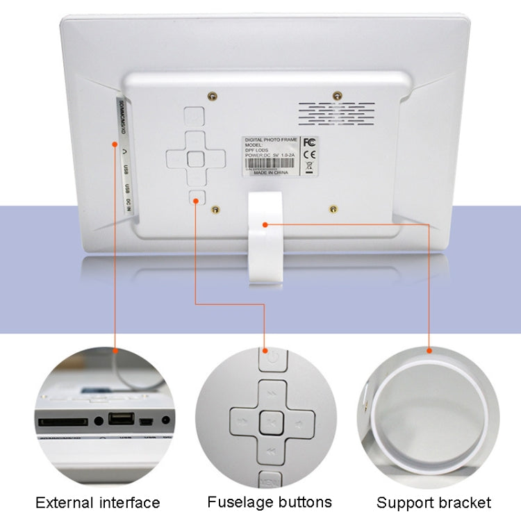 DPF-106 10.1 inch Digital Photo Frame LED Video Advertising Machine, Plug:US Plug(White) - Consumer Electronics by buy2fix | Online Shopping UK | buy2fix