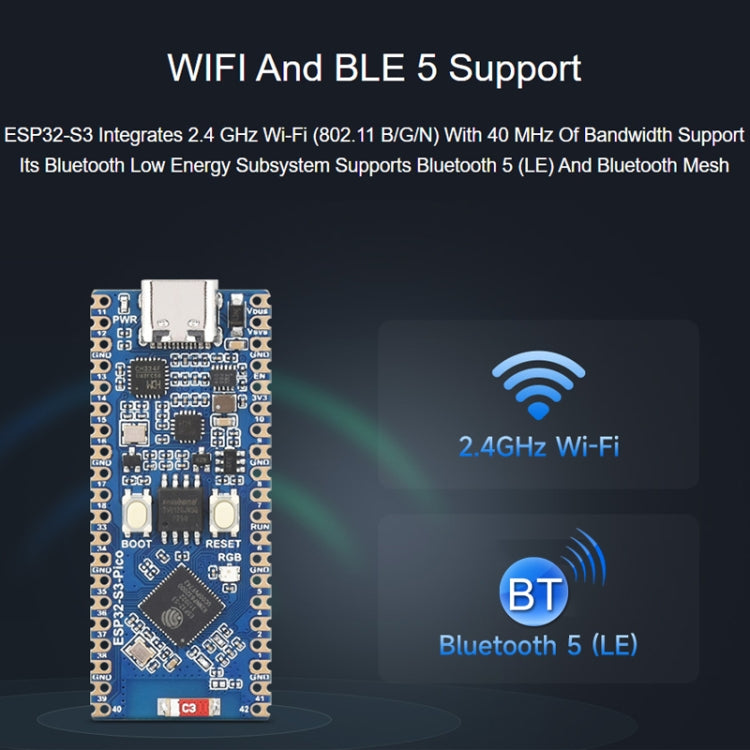 Waveshare ESP32-S3 Microcontroller, 2.4 GHz Wi-Fi Development Board Dual-core Processor - Arduino Nucleo Accessories by Waveshare | Online Shopping UK | buy2fix