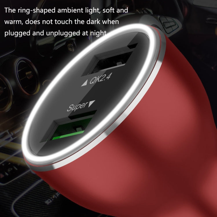 QIAKEY QK506L Dual Ports Fast Charge Car Charger(Black) - In Car by QIAKEY | Online Shopping UK | buy2fix