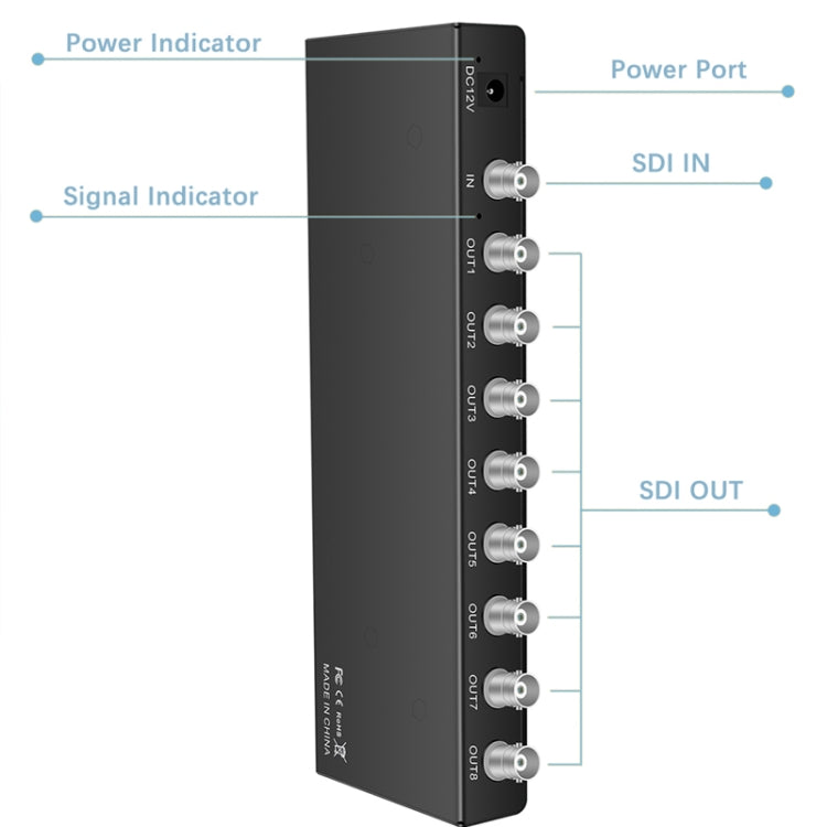 1 In 8 Out SD-SDI / HD-SDI / 3G-SDI Distribution Amplifier Video SDI Splitter(US Plug) -  by buy2fix | Online Shopping UK | buy2fix