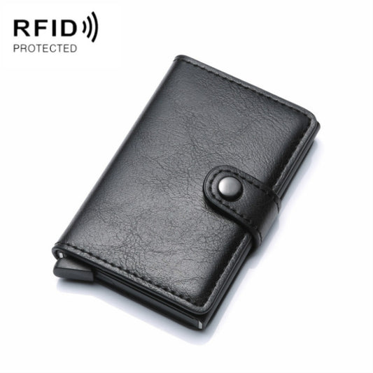 PU Aluminum Alloy Card Case Anti-magnetic RFID Shielding Anti-Theft Wallet(Black) - Antimagnetic RFID Package by buy2fix | Online Shopping UK | buy2fix