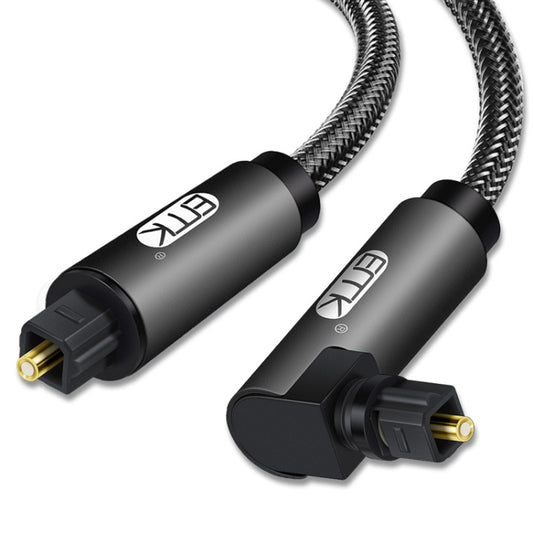 EMK 90 Degree Swivel Adjustable Right Angled 360 Degrees Rotatable Plug Nylon Woven Mesh Optical Audio Cable, Cable Length:3m(Black) - Audio Optical Cables by EMK | Online Shopping UK | buy2fix