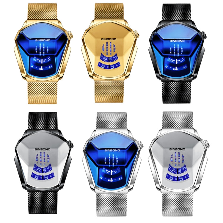 BINBOND Locomotive Concept Watch Men Live Black Technology Watch(White Net Belt-White Steel-Blue Face) - Metal Strap Watches by BINBOND | Online Shopping UK | buy2fix