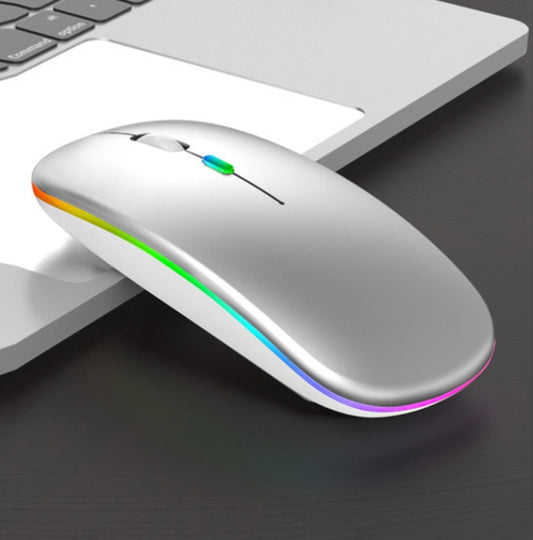 3 Keys RGB Backlit Silent Bluetooth Wireless Dual Mode Mouse (Silver) - Wireless Mice by buy2fix | Online Shopping UK | buy2fix