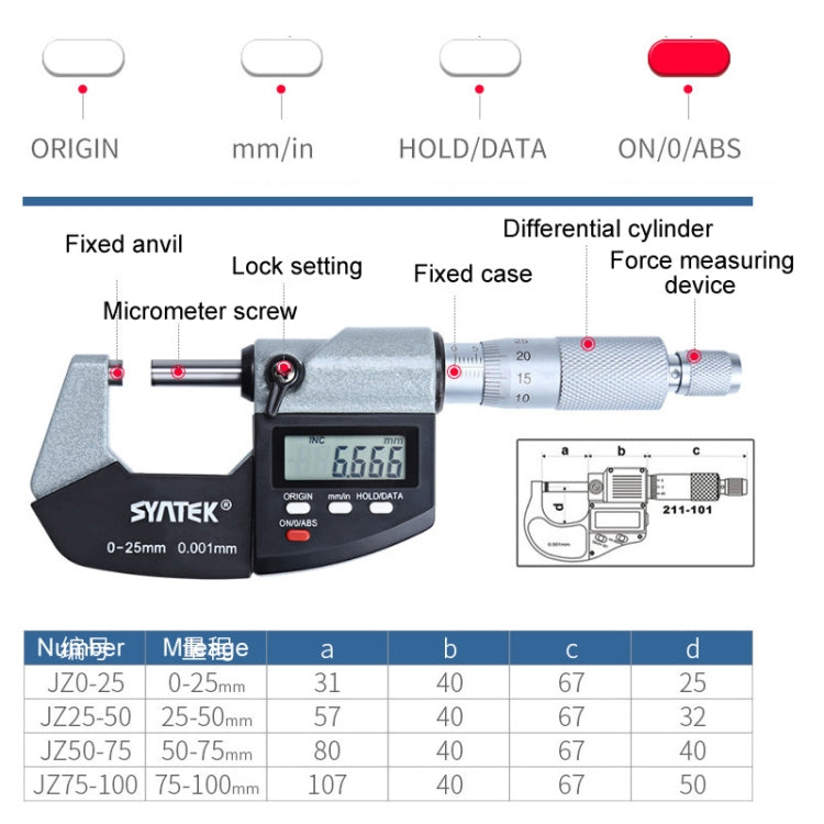 Digital Display Outer Diameter Micrometer 0.001mm High Precision Electronic Spiral Micrometer Thickness Gauge, Model:25-50mm - Consumer Electronics by buy2fix | Online Shopping UK | buy2fix