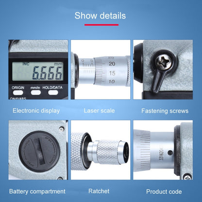 Digital Display Outer Diameter Micrometer 0.001mm High Precision Electronic Spiral Micrometer Thickness Gauge, Model:25-50mm - Consumer Electronics by buy2fix | Online Shopping UK | buy2fix