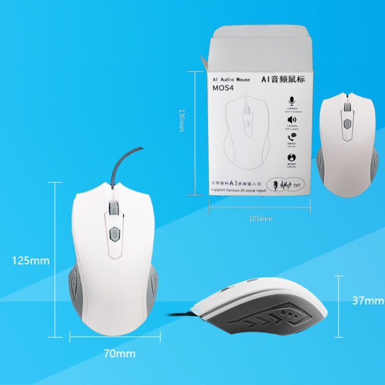 Pcsensor MOS4 4 Keys 2400DPI Game Intelligent Voice Recognition Input Mouse, Cable Length: 1.5m(Sound) - Wired Mice by Pcsensor | Online Shopping UK | buy2fix