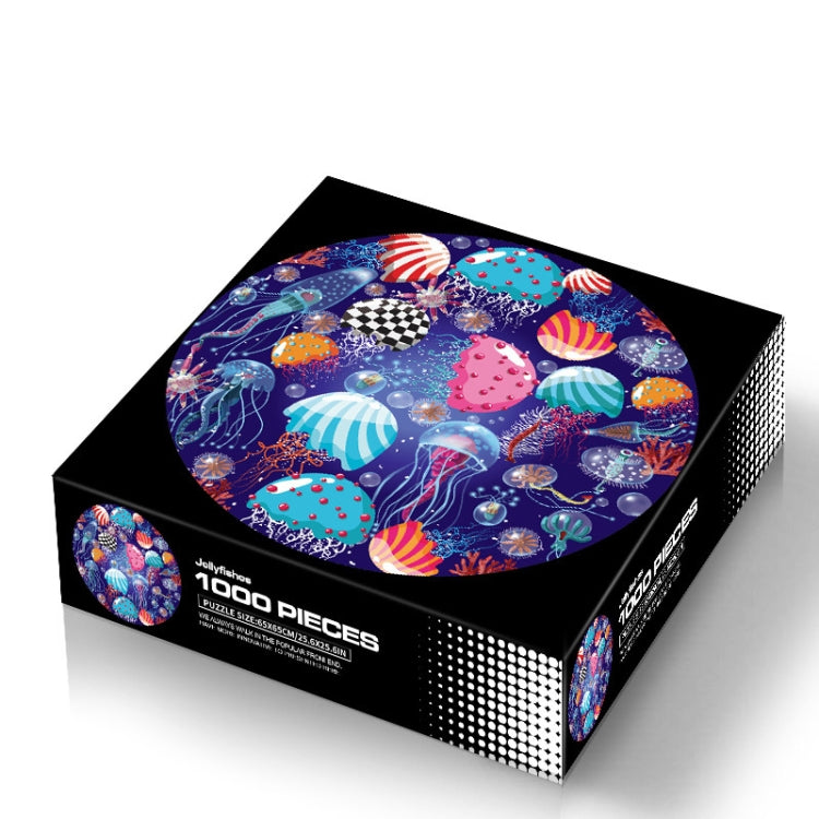 Round Shape Irregular Plane Puzzle Jigsaw Toy 1000 Pieces(Jellyfish) - Puzzle Toys by buy2fix | Online Shopping UK | buy2fix