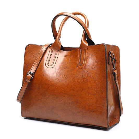 Leather Handbags Big Women Bag Casual Female Bags Trunk Tote Shoulder Bag Ladies Large Bolsos, Color:Brown - Home & Garden by buy2fix | Online Shopping UK | buy2fix