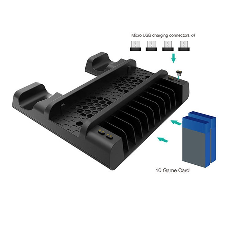 DOBE For PS4 / SLIM / PRO Multi-function Cooling Base Cooling Fan + Disc Rack + Dual Charge with LED Lights - Toys & Hobbies by DOBE | Online Shopping UK | buy2fix