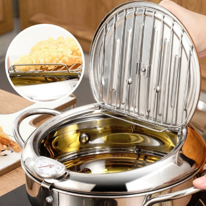 304 Stainless Steel Fryer Pot Household Temperature-controlled Multifunctional Thickening Pot, Size:24cm - Home & Garden by buy2fix | Online Shopping UK | buy2fix