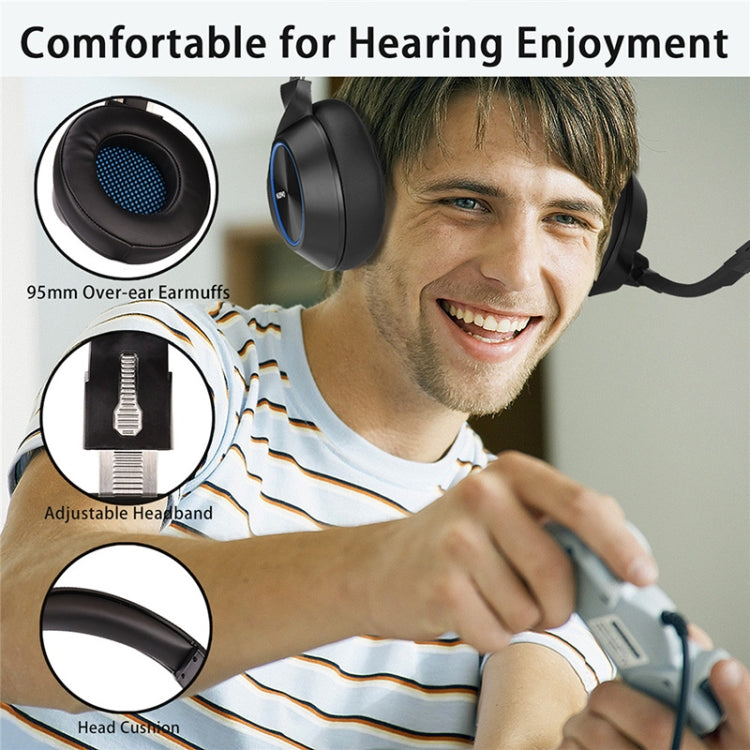 NUBWO N11 Gaming Subwoofer Headphone with Mic, Style:Single USB(Black and Blue) - Multimedia Headset by NUBWO | Online Shopping UK | buy2fix