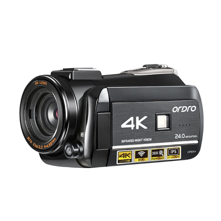 ORDRO AC3 3.1 inch IPS Screen 4K Full HD 13MP Night Vision WiFi Live Camcorder DV Digital Camera, Style:Standard(Black) - Video Cameras by ORDRO | Online Shopping UK | buy2fix