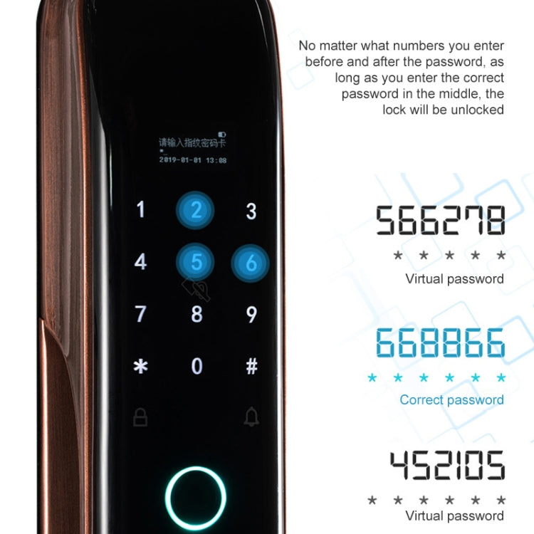 Smart Wifi Anti-Theft Fingerprint Password Lock Mobile Phone Remote Control Electronic Door Lock Magnetic Card Lock, Specification: SM-SL808 Automatic Bronze - Security by buy2fix | Online Shopping UK | buy2fix