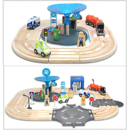 Multifunctional Wooden Police Station Road Track Set Baby Assembling Building Blocks Educational Early Education Toys - Building Blocks by buy2fix | Online Shopping UK | buy2fix