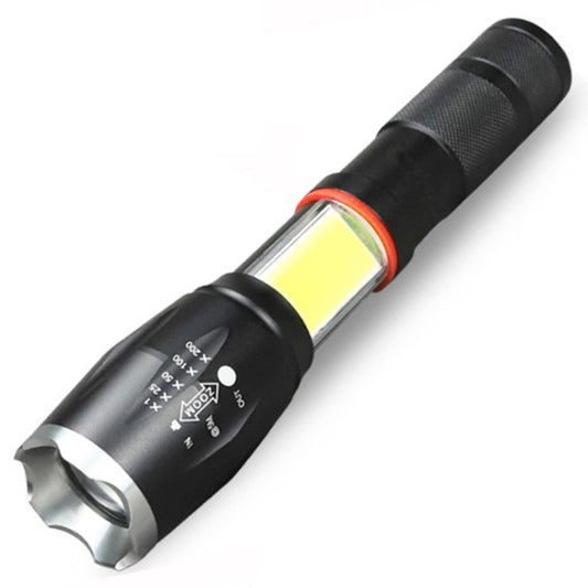 Telescopic Zoom Strong Light Flashlight Strong Magnetic Rechargeable LED Flashlight, Colour: Silver Head (No Battery, No Charger) - LED Flashlight by buy2fix | Online Shopping UK | buy2fix