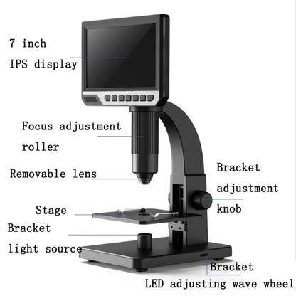 2000X 7 Inch Microbial Cell Observation Microscope Electronic Digital Magnifying Glass - Digital Microscope by buy2fix | Online Shopping UK | buy2fix