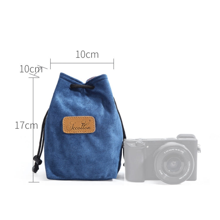 S.C.COTTON Liner Shockproof Digital Protection Portable SLR Lens Bag Micro Single Camera Bag Square Blue S - Lens Bag by S.C.COTTON | Online Shopping UK | buy2fix