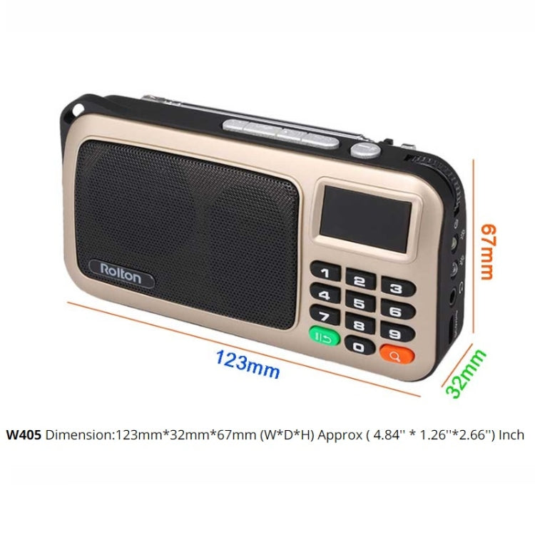 Rolton W405 Portable Mini FM Radio TF Card USB Receiver Music Player with LED Display(Gold) - Radio Player by Rolton | Online Shopping UK | buy2fix