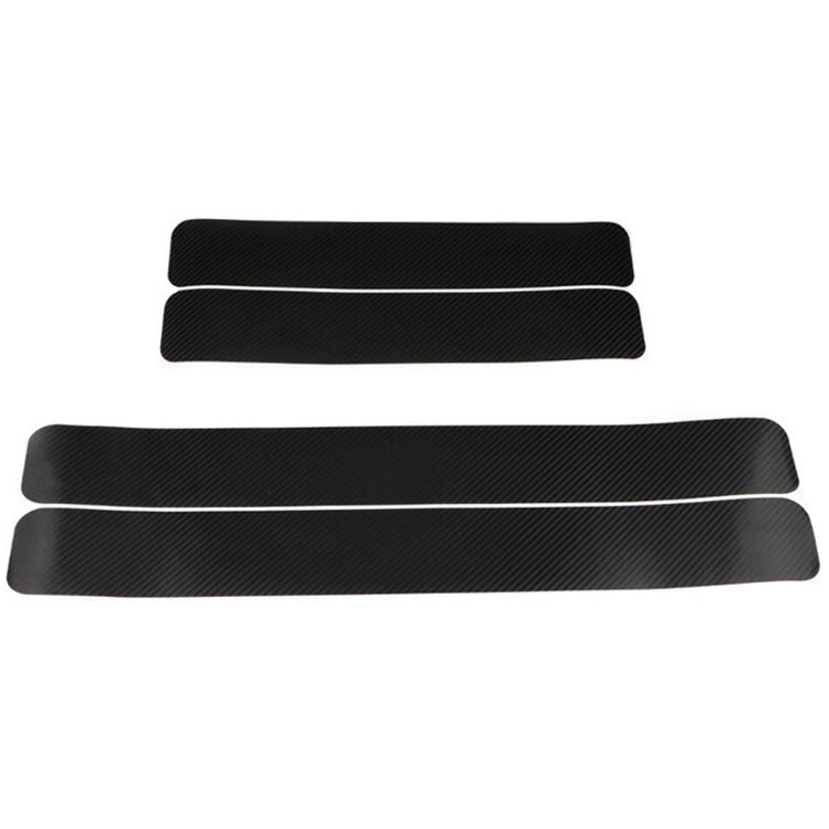 5 Sets Car Threshold Carbon Fiber Sticker Car Door Scratch Strip Anti-Kick Film Protective Pad Threshold Strip, Colour: 4 PCS / Set 4D Black - Decorative Strip by buy2fix | Online Shopping UK | buy2fix