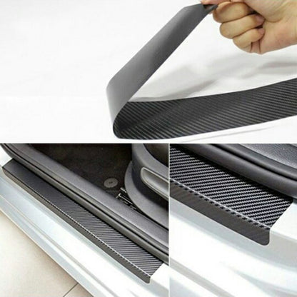 5 Sets Car Threshold Carbon Fiber Sticker Car Door Scratch Strip Anti-Kick Film Protective Pad Threshold Strip, Colour: 4 PCS / Set 4D Black - Decorative Strip by buy2fix | Online Shopping UK | buy2fix