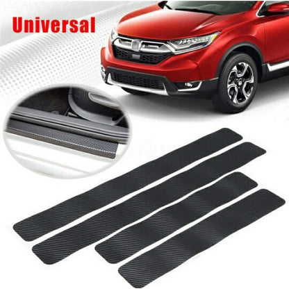 5 Sets Car Threshold Carbon Fiber Sticker Car Door Scratch Strip Anti-Kick Film Protective Pad Threshold Strip, Colour: 4 PCS / Set 4D Black - Decorative Strip by buy2fix | Online Shopping UK | buy2fix