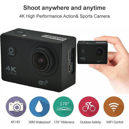 WIFI Waterproof Action Camera Cycling 4K camera Ultra Diving  60PFS Camera Helmet bicycle Cam underwater Sports 1080P Camera(Black) - Consumer Electronics by buy2fix | Online Shopping UK | buy2fix